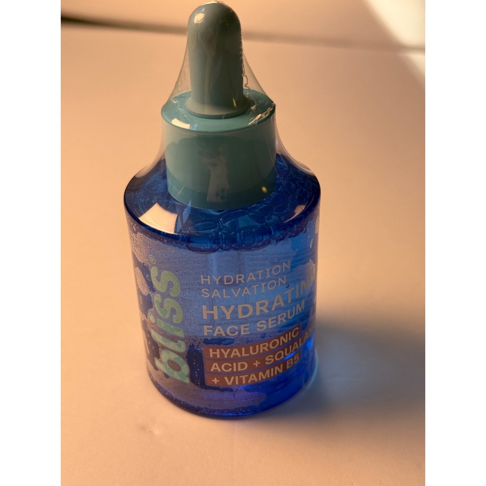 Bliss Hydrating Face Serum Unisex 2.0oz Blue New Sealed Hyaluronic Acid Squalane